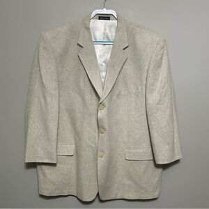 Mazzoni Men's 100% Silk Blazer 50R Beige Cream Sports Coat Wedding Event Jacket